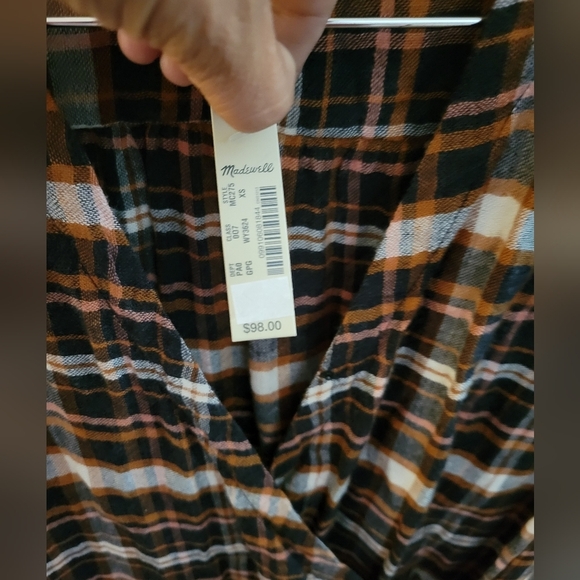 Madewell Plaid Gauze Doubke Tie Wrap Top Gwen Plaid Size XS NWT - Picture 6 of 7
